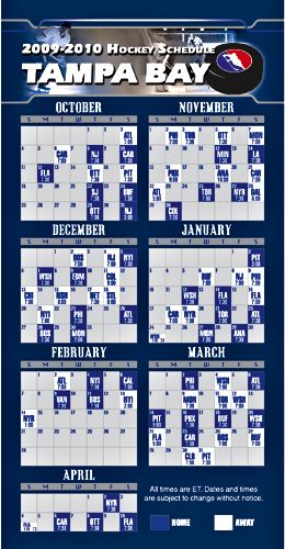 ReaMark Products: Tampa Bay Hockey Schedule